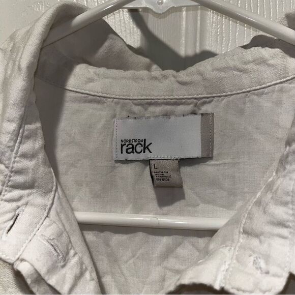 Nordstrom Linen Blend Collared dress in White Womens Size Large - Picture 5 of 6